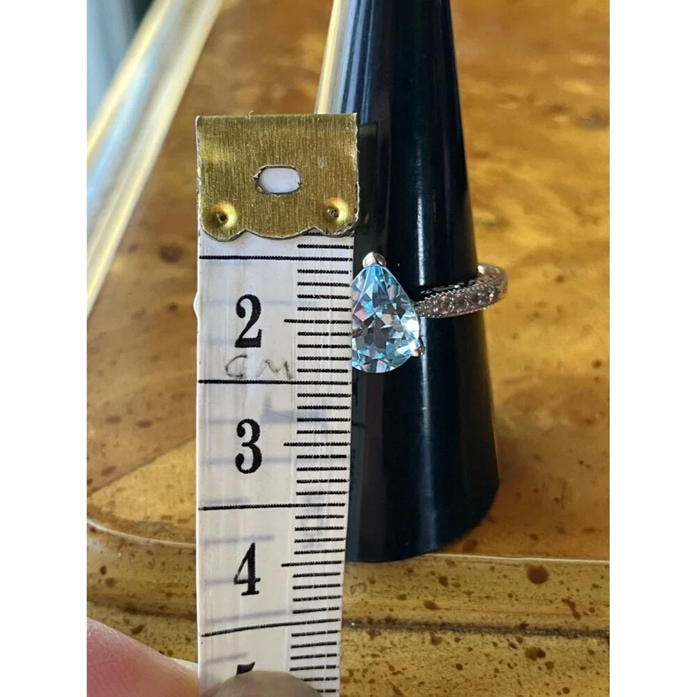Natural Sky Blue Topaz Sterling Silver Ring Size 8.75